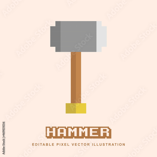 Pixel hammer creative design icon vector illustration for video game asset, motion graphic and others