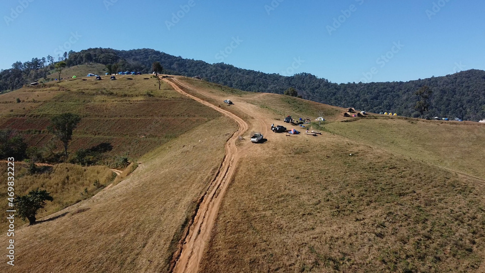 High angle view of Mae Tho National Park. It is a national park located in Mae Chaem District and Hot District in Chiang Mai Province, Thailand. High angle view of Mae Tho National Park. It is a national park located in Mae Chaem District and Hot District in Chiang Mai Province, Thailand.
