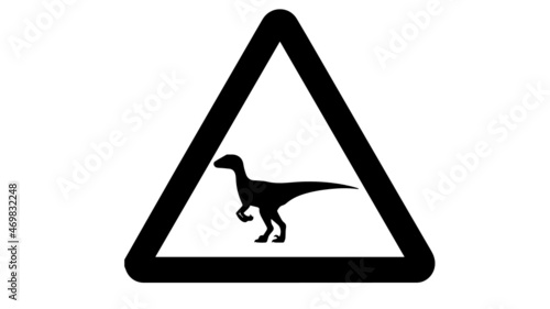 Silhouette sign warning velociraptor