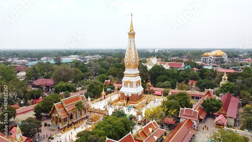 Wallpaper Mural High angle view of Wat Phra That Phanom in Nakhon Phanom Province, northeastern Thailand. A popular pilgrimage destination for those born in the year of the Monkey. Torontodigital.ca