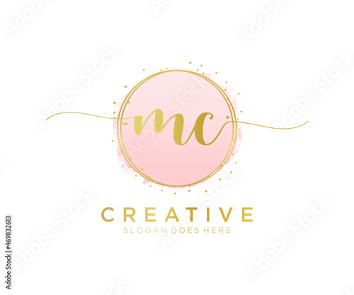 Initial MC feminine logo. Usable for Nature, Salon, Spa, Cosmetic and Beauty Logos. Flat Vector Logo Design Template Element.