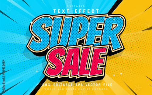 Super sale text effect comic style