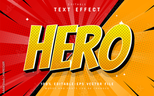 Hero text effect comic style photo