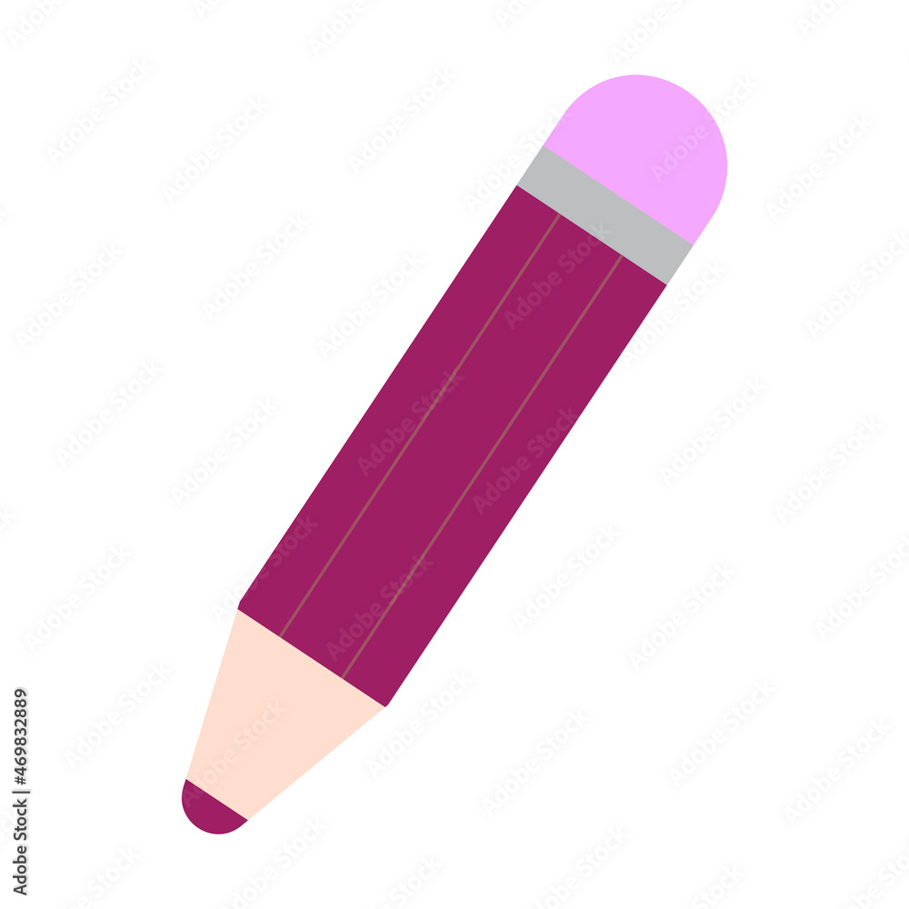 Pink pencil icon. Cartoon style. Flat sign. School supplies. Hand drawn. Art design. Vector illustration. Stock image. Pink pencil icon. Cartoon style. Flat sign. School supplies. Hand drawn. Art design. Vector illustration. Stock image.