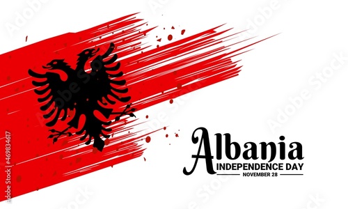 Vector illustration, Albanian independence day, with brushstroke flag background, as banner, poster or template.