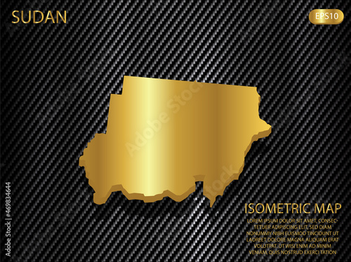 isometric map gold of Sudan on carbon kevlar texture pattern tech sports innovation concept background. for website  infographic  banner vector illustration EPS10