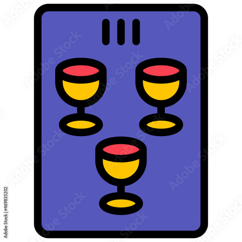 three of cups filled outline icon