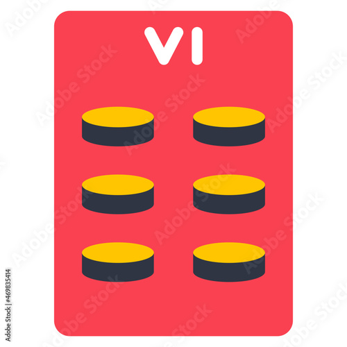 six of pentacles flat icon
