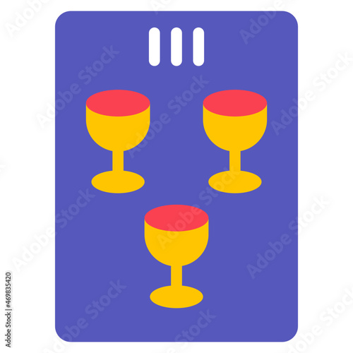 three of cups flat icon