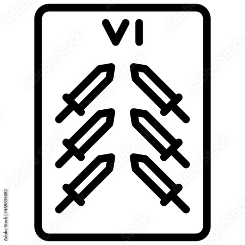 six of swords outline icon