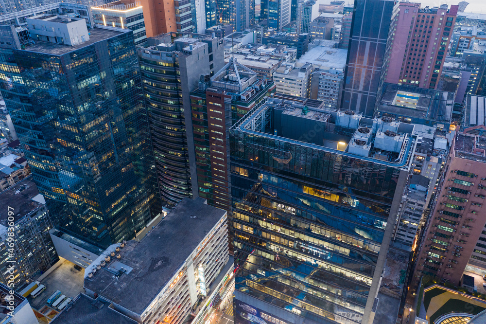 Fototapeta premium Top down view of Hong Kong business district
