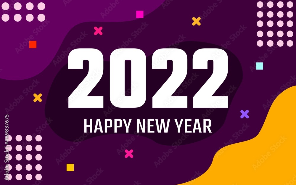 new year 2022 greeting background design in purple color. designs for banner and cover templates.