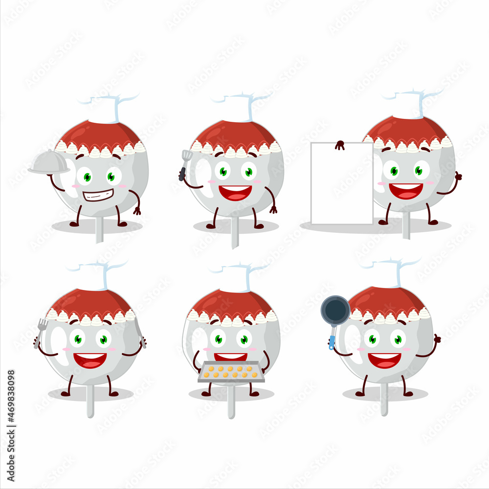 Cartoon character of christmas hat cookies candy with various chef emoticons Cartoon character of christmas hat cookies candy with various chef emoticons