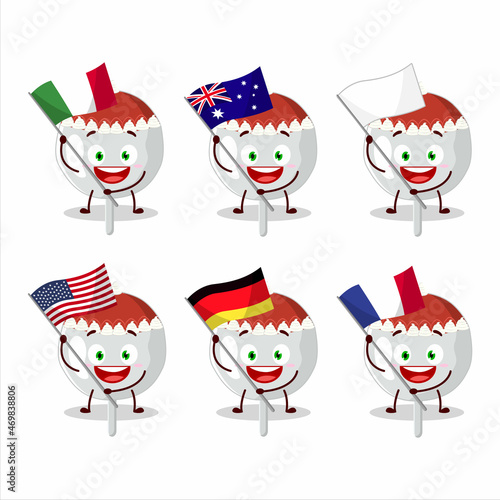 Christmas hat cookies candy cartoon character bring the flags of various countries