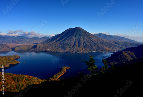 Amazing view of Japan. Lake Chuzenji and Mt.Nantai