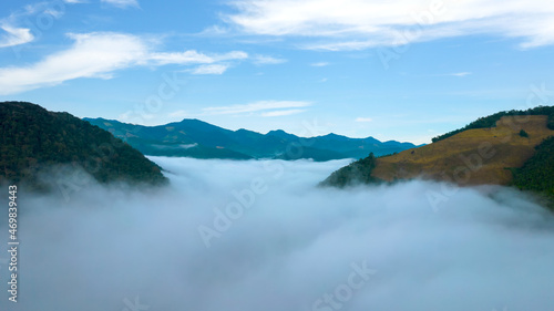 Fotografie beautiful view of the sea of ​​clouds Sapan Village Bo Kluea District, Nan Provi