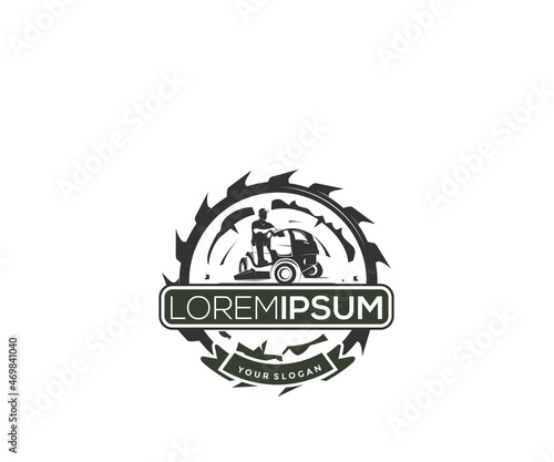 silhouette logo design people cutting grass
