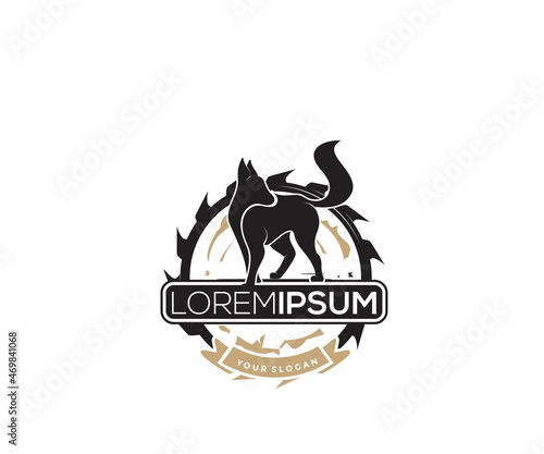 silhouette logo design the wolf is wandering