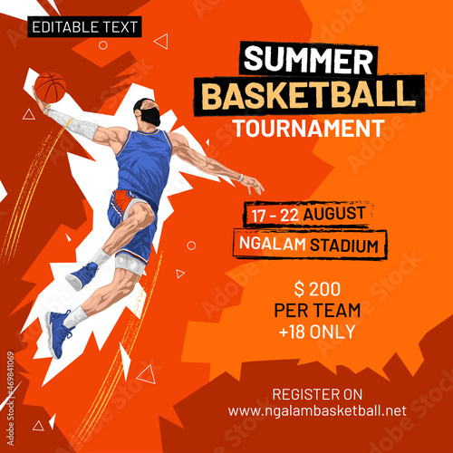 basketball summer tournament flyer design template