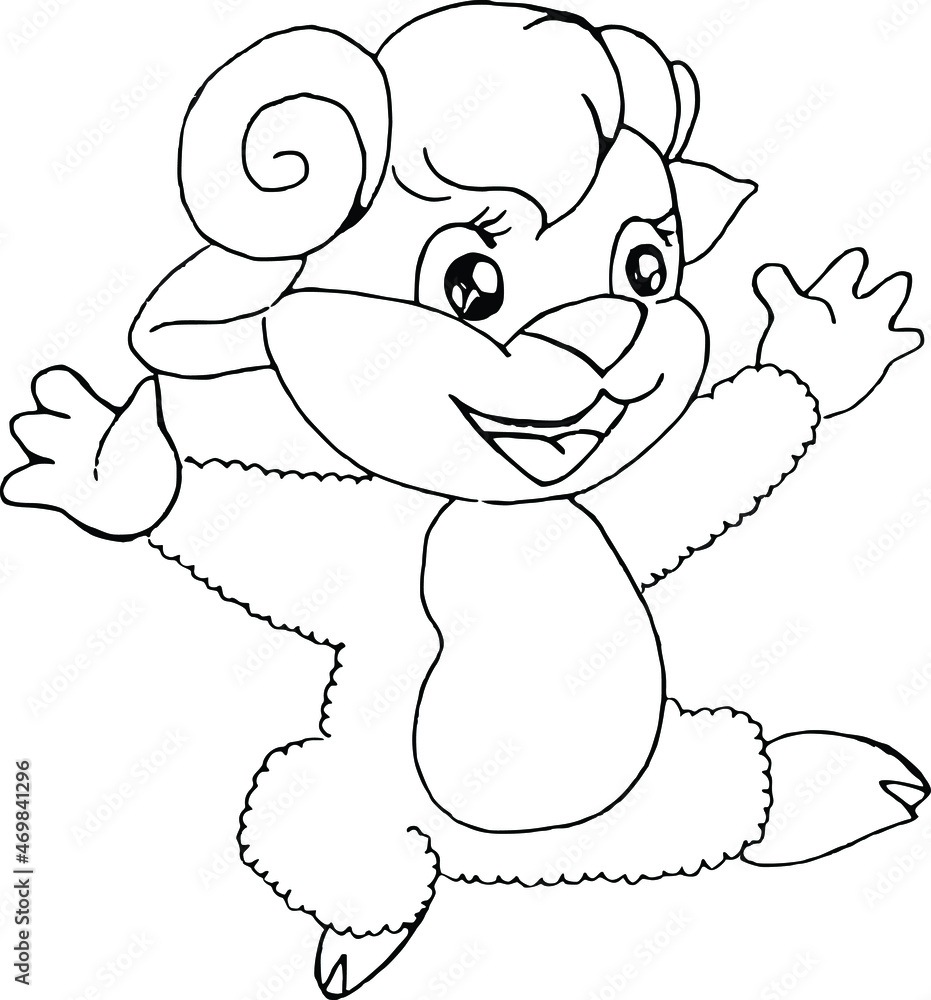 vector Cute cartoon sheep happy