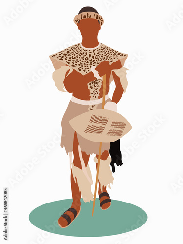 South African zulu man in traditional outfit photo