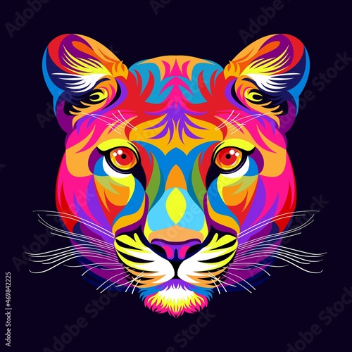 tiger heads full of bright colors  symbols or logos  simple and elegant.