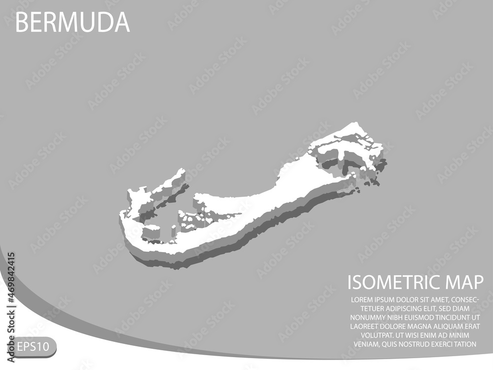 white isometric map of Bermuda elements gray
 background for concept map easy to edit and customize. eps 10