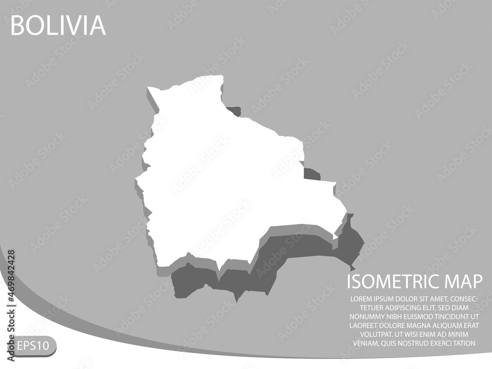 white isometric map of Bolivia elements gray
 background for concept map easy to edit and customize. eps 10