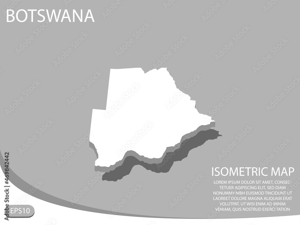 white isometric map of Botswana elements gray
 background for concept map easy to edit and customize. eps 10
