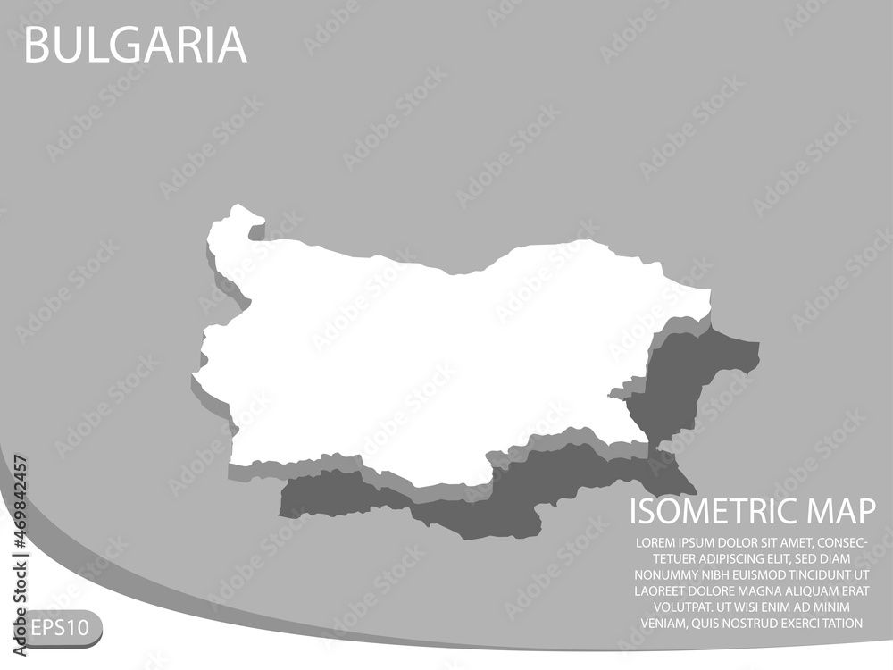 white isometric map of Bulgaria elements gray
 background for concept map easy to edit and customize. eps 10