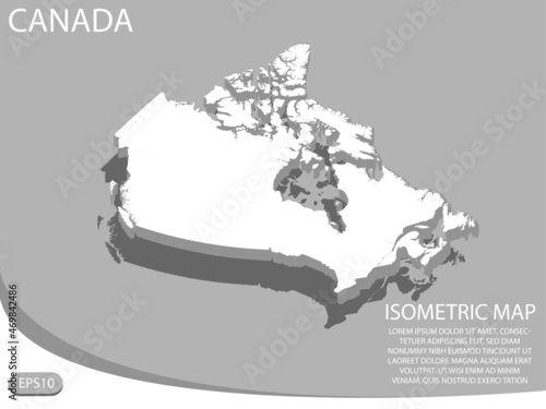 white isometric map of Canada elements gray
 background for concept map easy to edit and customize. eps 10