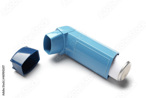 Modern inhaler isolated on white background photo
