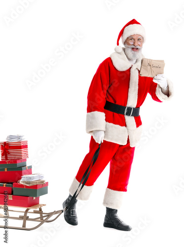Santa Claus with letters an...