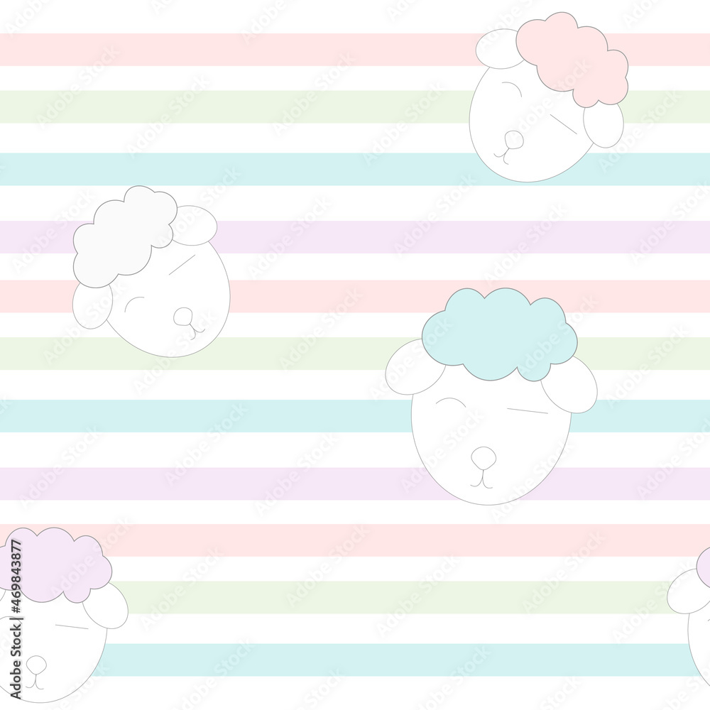 Cute sheep seamless pattern.Vrctor illustration