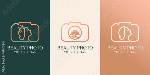 set of camera, nature photo studio and beauty photo logo vector illustration