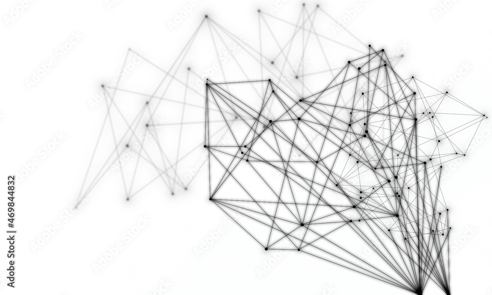 未来の３Dネットワーク構造を可視化したテクノロジー背景壁紙素材(白1)　3D network technology in future background