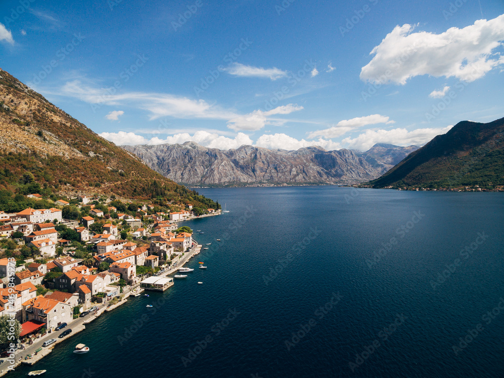 Perast on the shore of the Kotor Bay. Montenegro