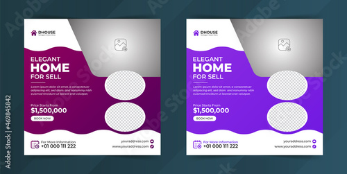 Real estate home for sale social media post banner advertising template