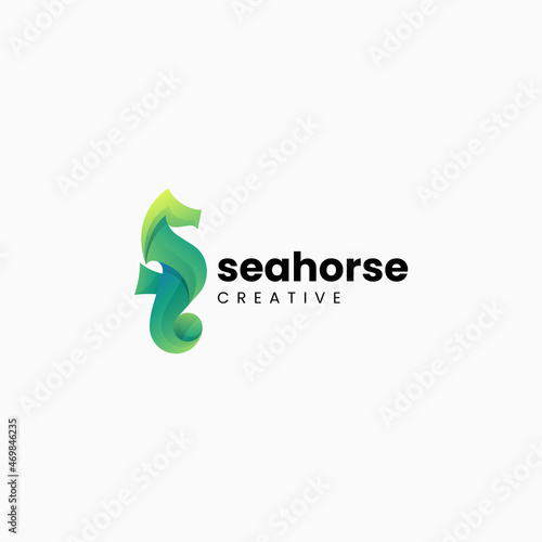 Vector Logo Illustration Seahorse Gradient Colorful Style.