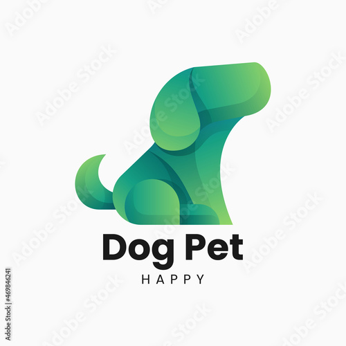 Vector Logo Illustration Dog Gradient Colorful Style.