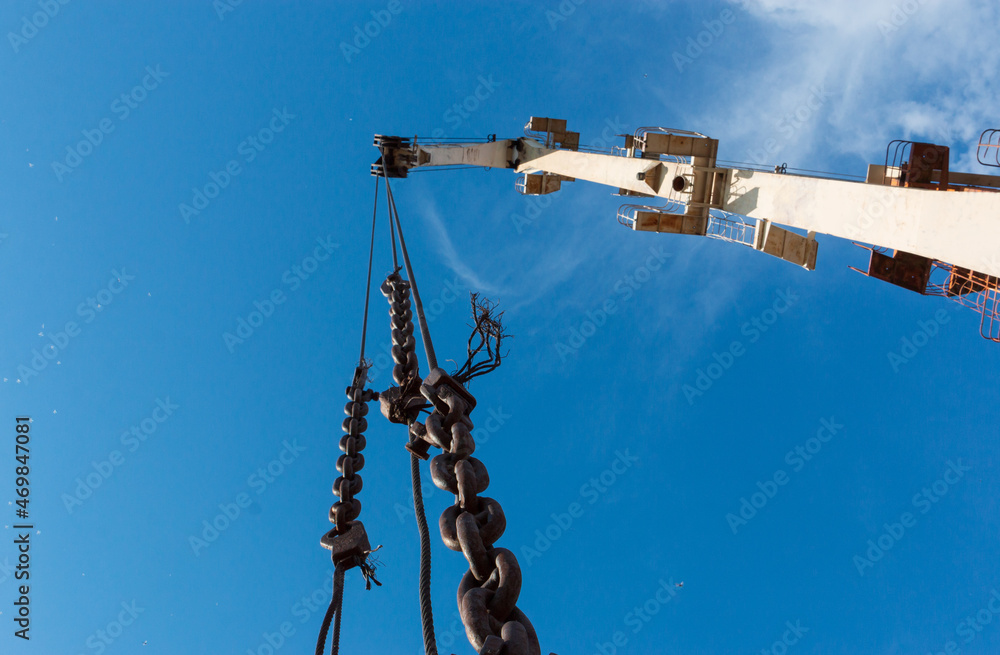 Fototapeta premium harbor crane jib with chain