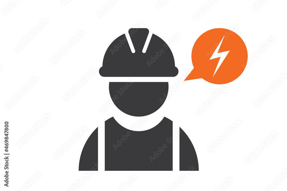 Electrician flat icon, electricity services, electrical repairman on white background for website, application, printing, document, poster design, etc. vector EPS10