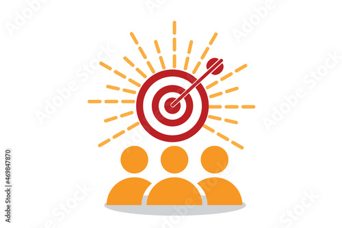 Target market concept, audience, focus group, crowdsourcing and crowdfunding on white background for website, application, printing, document, poster design, etc. vector EPS10