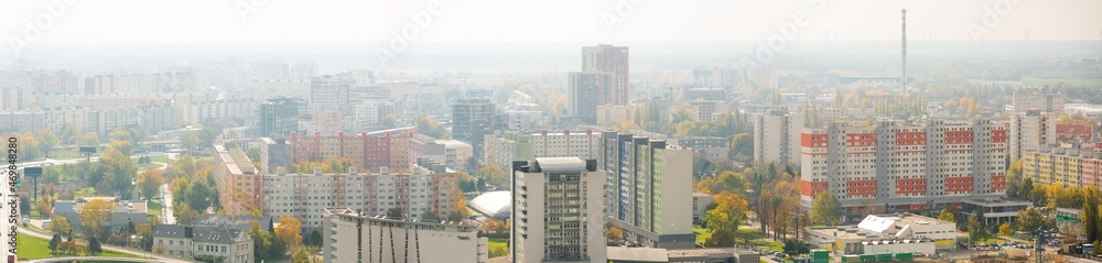 Panoramic view of district of Bratislava with modern apartment buildings in Slovakia .