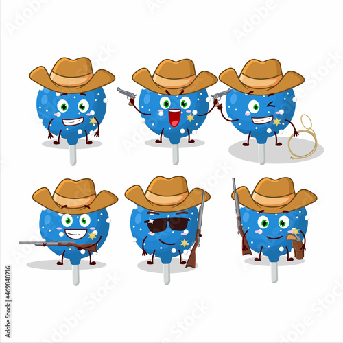 Cool cowboy snowflake blue candy cartoon character with a cute hat