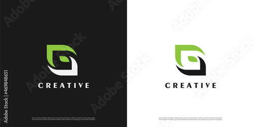 letter G logo leaf design, Minimalist G initial based vector icon.
