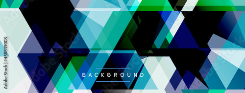 Color triangles composition, geometric abstract background. Techno or business concept, pattern for wallpaper, banner, background, landing page
