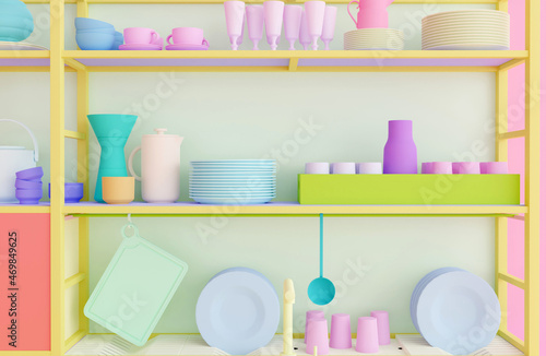 Wallpaper Mural パステルカラーのキッチン雑貨のイメージ Torontodigital.ca