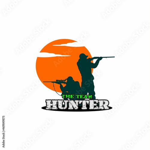 Team deer hunter silhouette vector