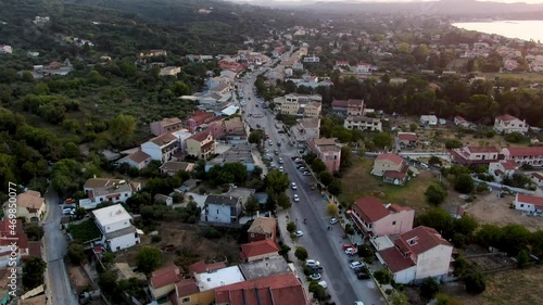 traditional village in north corfu drone view in summer photo